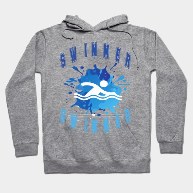 Swimmer Swimming in Blue Splash for All Ages Who Love to Swim Hoodie by tnts